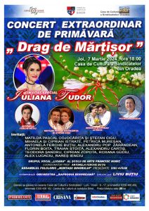 „Drag de Mărțișor”, un super concert de primăvară organizat de Centrul de Cultură al Județului Bihor