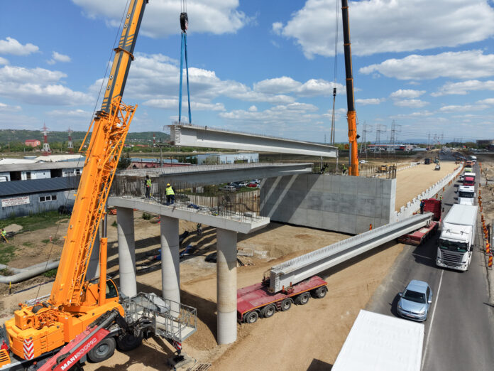 Montaj grinzi pasaj suprateran Centura Oradea